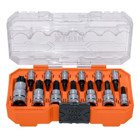 1/4 in, 3/8 in, 1/2 in Drive Bit Socket Set, Torx, 13 pcs