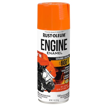 Automotive 600 Degrees F Engine Enamel Spray, Orange Red, Gloss, 11 oz