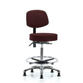 Fab Stool with Back Chrome-High Bench Height with Chrome Foot RingandStationary Glides in Burg Fab