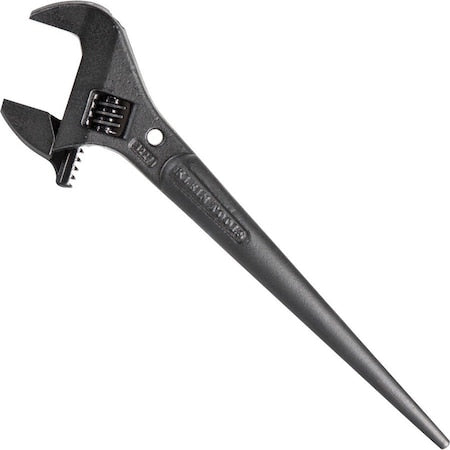 Adjustable Spud Wrench, Open End, 1-7/16 in Head, 0 in Offset, Alloy Steel, Black Oxide