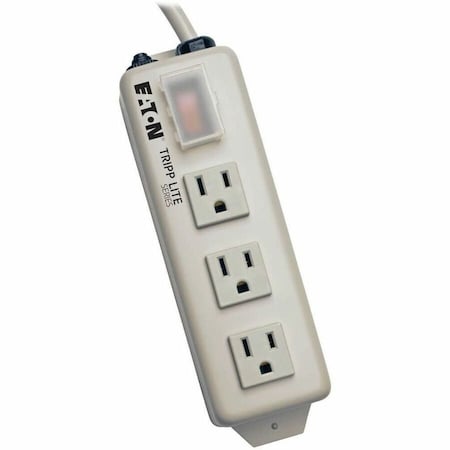 Outlet Strip, SJT, 3 5-15R, 5-15P, 6 ft., Light Gray