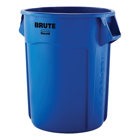 BRUTE 55 gal Round Heavy Duty Plastic Can, Blue, None, Plastic, Not Applicable