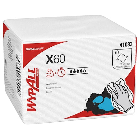 WypAll General Clean X60 Multi-Task Cleaning Cloths (41083), Washcloths Hydroknit, Quarterfold, PK8