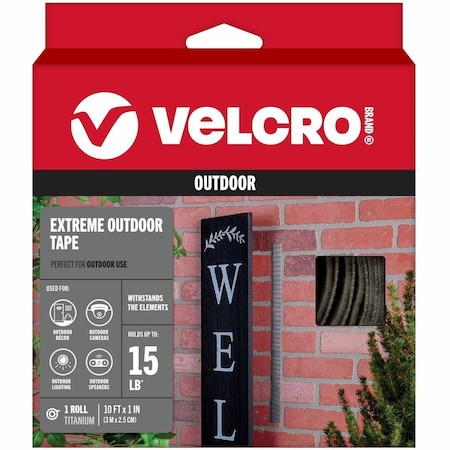 Reclosable Fastener Shapes, Rubber Adhesive, 10 ft, 1 in W, Gray