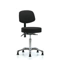 Rutledge Fab Stool with Back Chr-Medium Bench Height with Seat TiltandStat Glides in Black Fab