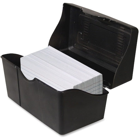 Index Card File Box, Black, Plastic