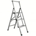 Light Step Stool, 3 Steps, 250 lb Load Capacity, 42 in Overall Height, Aluminum, Aluminum