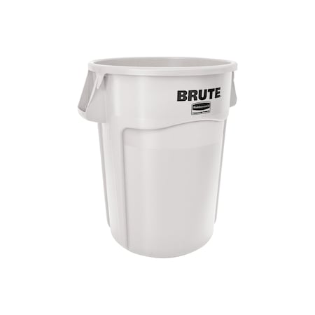 BRUTE 44 gal Round Heavy Duty Plastic Can, White, None, Plastic, Not Applicable