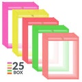 9"x 12" Assorted Neon Colors Vinyl Reusable Dry Erase Pockets, 25/BX