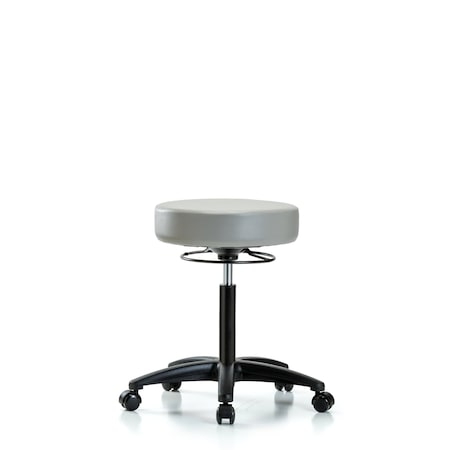 Rutledge Vinyl Stool without Back - Medium Bench Height with Casters in Dove Trailblazer Vinyl