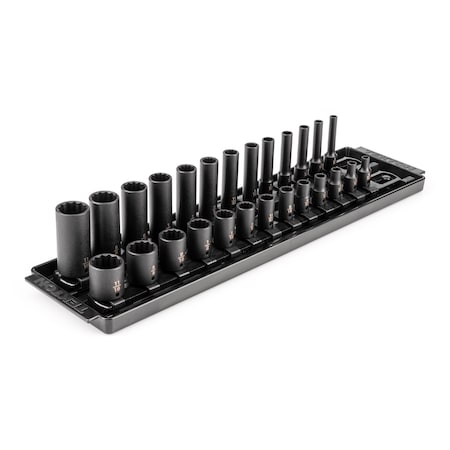 1/4 in Drive Impact Socket Set, SAE, 26 pcs