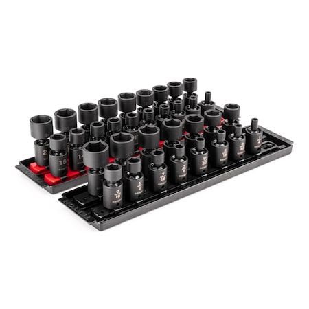 3/8 in Drive Flex Impact Socket Set, Metric, SAE, 34 pcs