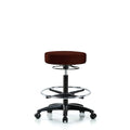 Vin Stool without Back-High Bench Height with Chrome Foot RingandCasters in Burgundy Trailblazer Vin
