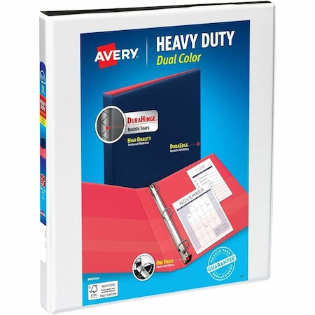Heavy-Duty Dual Color 3 Ring Binder, 1/2