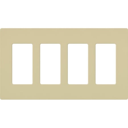 Designer Wall Plates, Number of Gangs: 4 Thermoset, Gloss Finish, Ivory