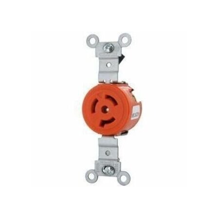 LockingReceptacle, 15A, 1-1/2hp, 250VAC, Org