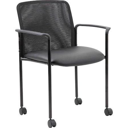 Mesh Guest Chair with Casters, Black