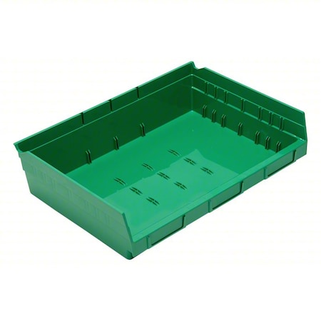 Economy nesting shelf bin, Plastic, Green, 4 in H, 16 1/2 in W, 11 5/8 in L