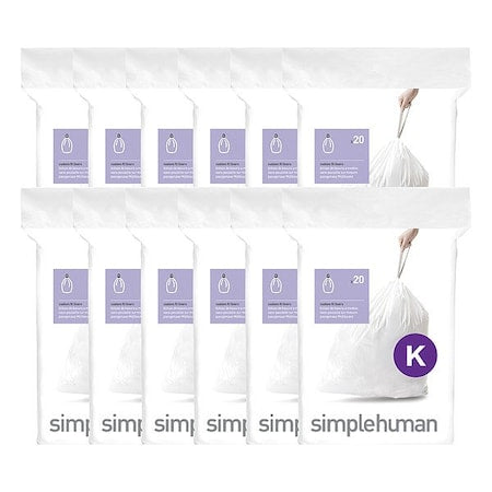 9 gal Custom Fit Trash Bags, 1.18 mil, White