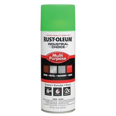 Spray Paint, Fluorescent Green, Gloss, Solvent, 12 oz
