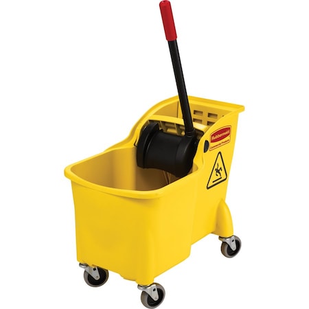Mop Bucket and Wringer with Reverse Press, 7 3/4 gal gal Capacity, Yellow