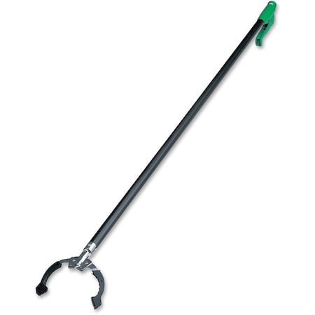 Trash Grabber, Squeeze Handle, 51 in L, 4 1/4 in Grabber Opening, Steel, Green