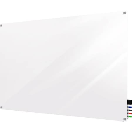Dry Erase Board, Glass, 36 in, 48 in, No Frame Frame, White, Gloss