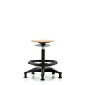 Wood Stool - High Bench Height with Black Foot Ring and Stationary Glides