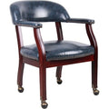 Ivy League Executive Chair, Blue Back, 24 in W 26" L 31" H, Fixed, Vinyl Seat