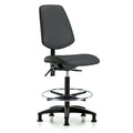 High Bench Chair No Arms, 26" to 35" Height, Vinyl, Charcoal