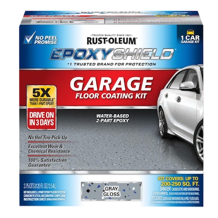 120 fl oz Garage Floor Kit, Gloss Finish, Gray, Water Base