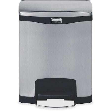 Slim Jim Step-On 8 gal Rectangular Step-On Can, Black, Foot Pedal, Stainless Steel, 14 7/8 in