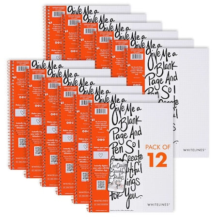 Case of Whitelines Spiral Wirebound Graph Ruled Notebooks, Gray Paper, 11" x 8.5" 70 Sheets, PK12