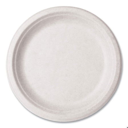 Nourish Molded Fiber Tableware, Compostable, Plate, Sugarcane, 9 dia, White, 500PK