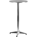 Round Fold Bar Table, Aluminum, Round, 25.5", Aluminum, Plastic, Stainless Steel Top, Aluminum