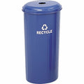 20 gal Round Recycling Bin, Open Top, Blue, Steel, 1 Openings