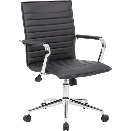 B9533C Task Chair, Black Back, 23 in W 26" L 38-1/2" H, Fixed, Vinyl Seat