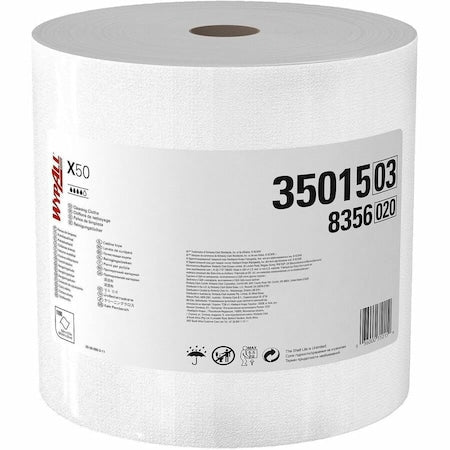 WypAll General Clean X50 Cleaning Cloths (35015), Strong For Extended Use, Jumbo Roll, White
