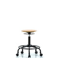 Wood Stool - Medium Bench Height with Round Tube Base and Casters