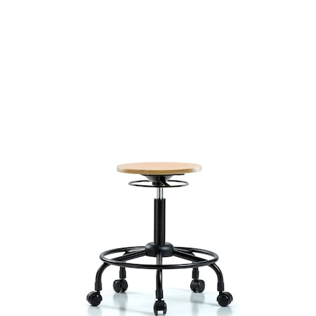 Wood Stool - Medium Bench Height with Round Tube Base and Casters