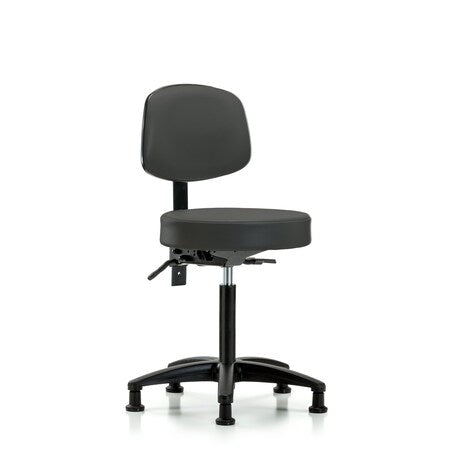 Rutledge Vin Stool with Back-Medium Bench Height with Stationary Glides in Charcoal Trailblazer Vin