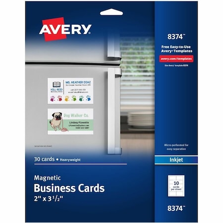 Magnetic Business Cards,Inkjet,Whi,PK30