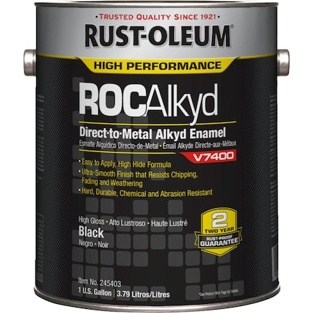 Interior/Exterior Paint, High Gloss, Oil Base, Black, 1 gal