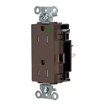 Straight Blade Receptacle, 5-15R, 15 A, 125V AC, 2 Pole, 3 Wire, Surface Mount, Grounded
