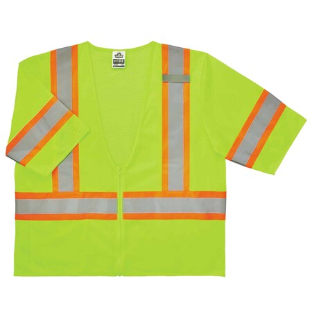 Two-Tone Safety Vest w/Sleeves L/XL Class 3 U Back, , Zipper 1 Pockets, 1 Mic Tab