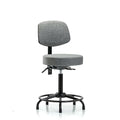 Rutledge Fab Stool with Back - Med Bench Height with Round Tube Base and Stat Glides in Gray Fab