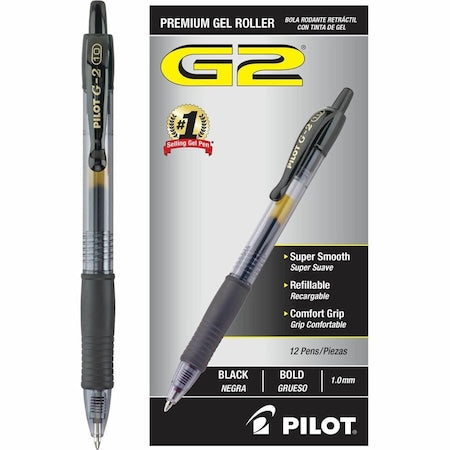 Pen, Gel, G2, Bold, Black, PK12