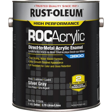 Acrylic Enamel Coating, Silver Gray, 1gal