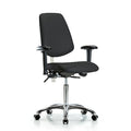 Clean Room Chair Vin Med Ben Chair, Med, Bk, Blk, CL100, Adjustable Arms, 22" to 29" Height, Vinyl