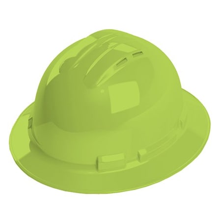 Hard Hat, 4 Point, Vented, Full Brim, Green
